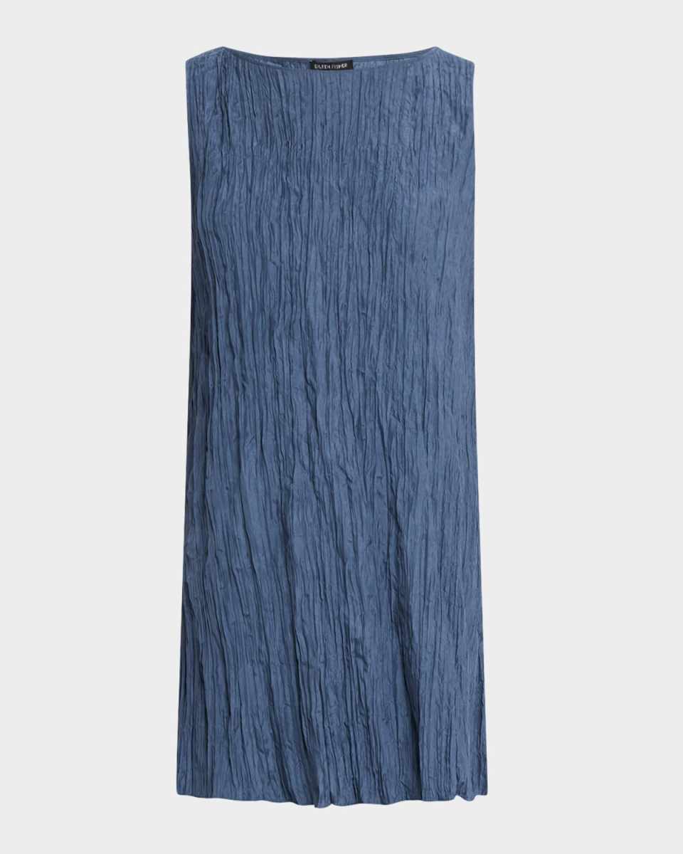 Bateau-Neck Crinkled Silk Habotai Tunic